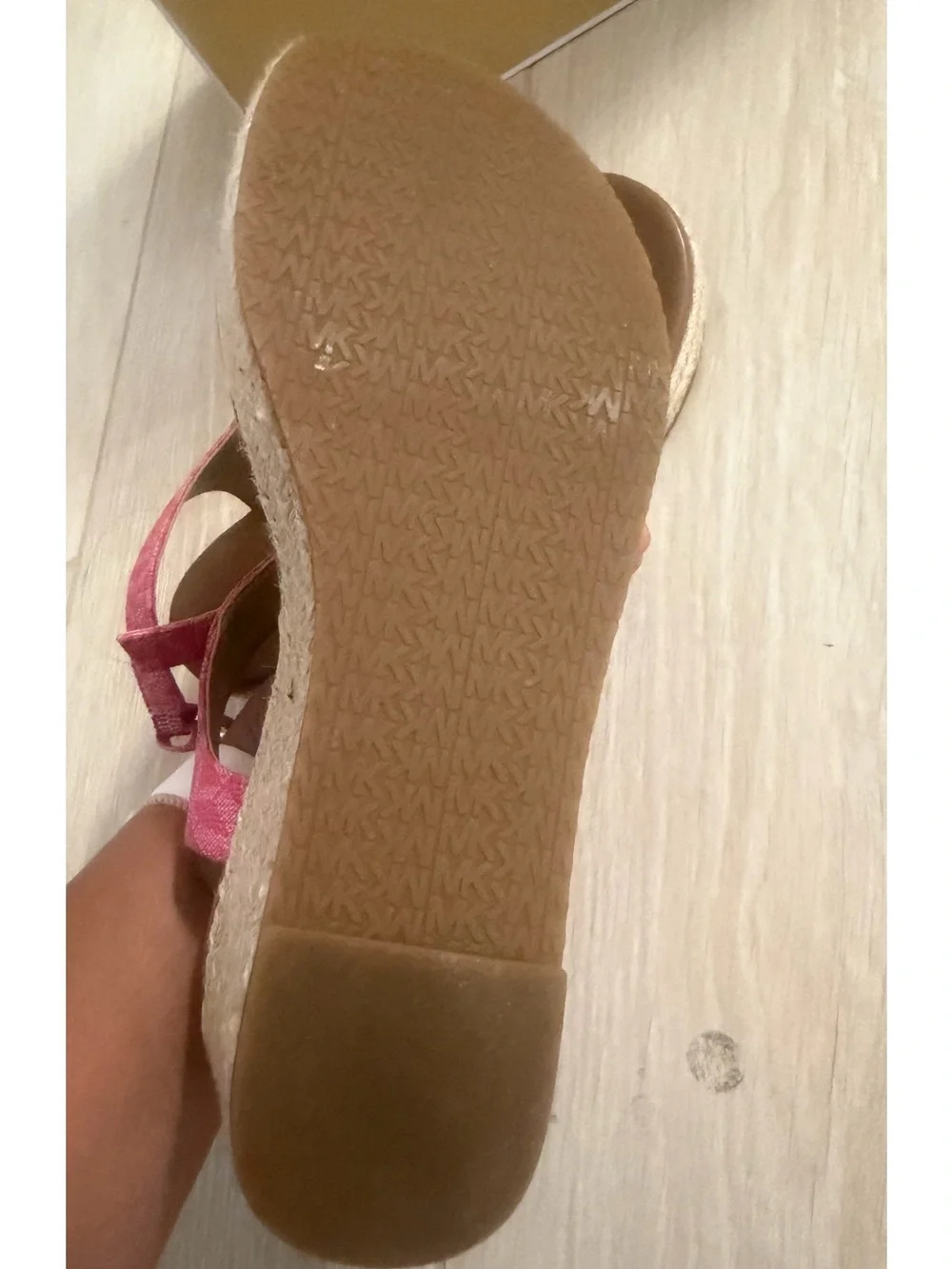 Michael Kors Pink Logo Wedge Thong Sandals